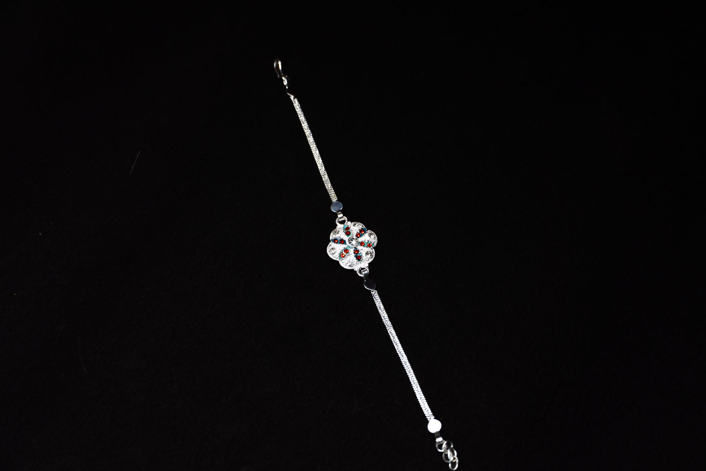 Radiant Blossom 0.01 Carat Lab Diamond 925 Silver Rakhi