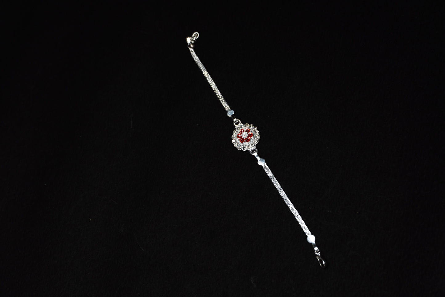 Scarlet Petal 0.01 Carat Lab-Grown Diamond 925 Silver Rakhi