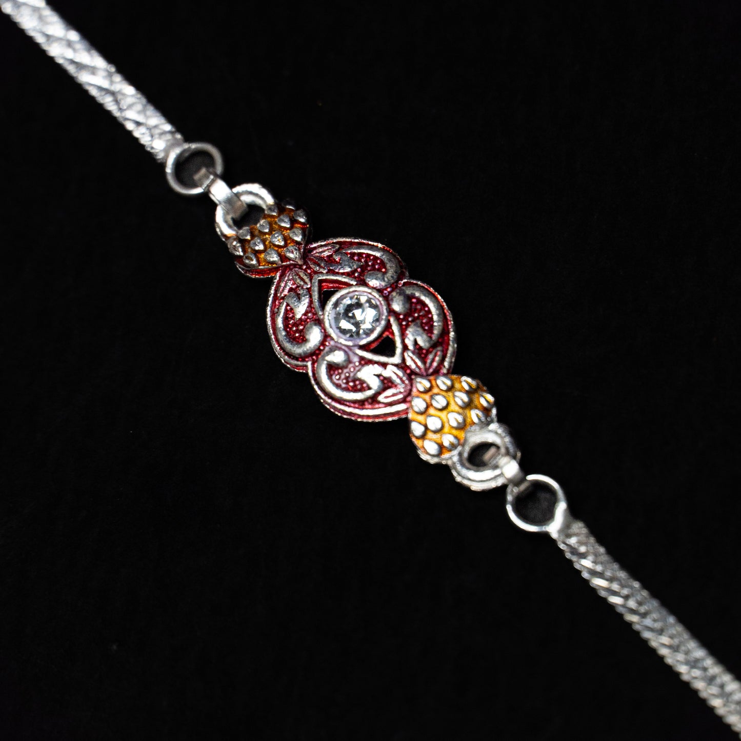 Ornate Embrace 0.01 Carat Lab-Grown Diamond 925 Silver Rakhi