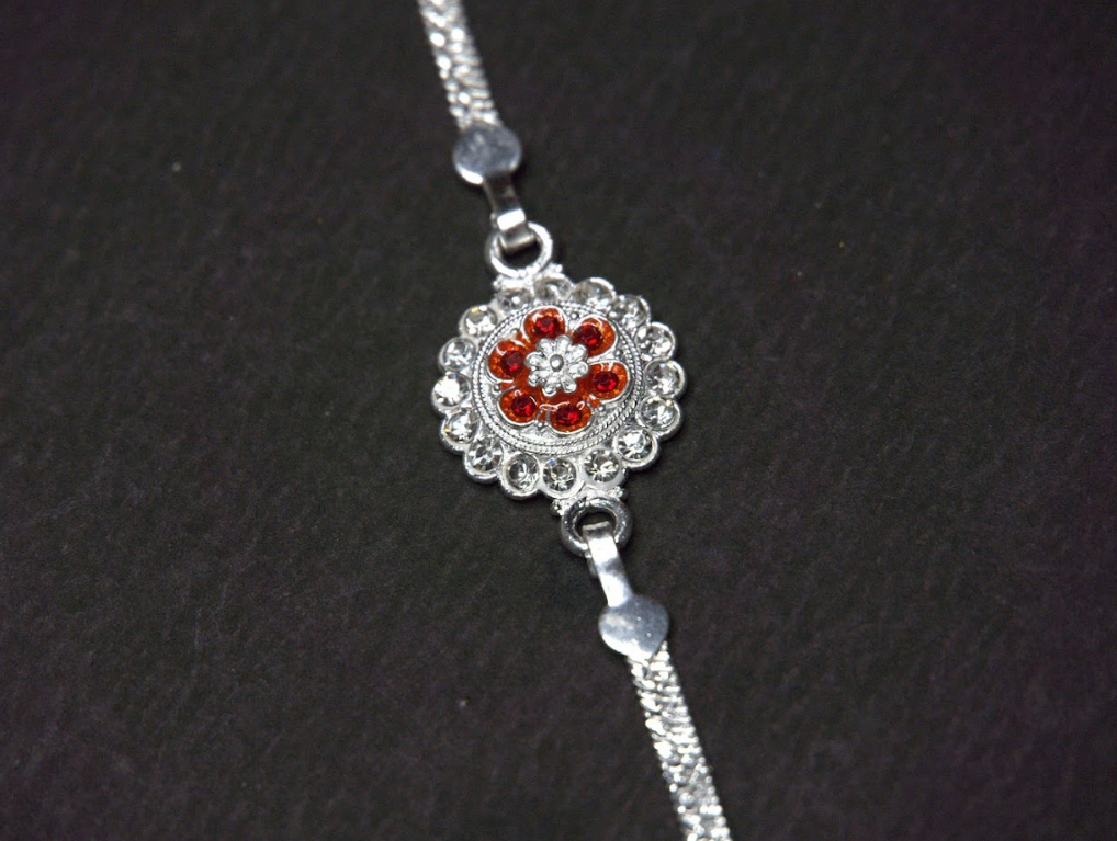 Crimson Radiance 0.01 Carat Lab-Grown Diamond 925 Silver Rakhi