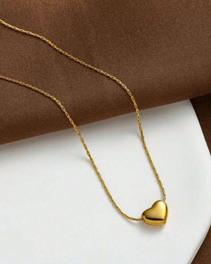 Bold Gold Heart Pendant Necklace