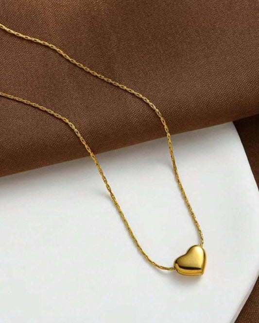 Bold Gold Heart Pendant Necklace