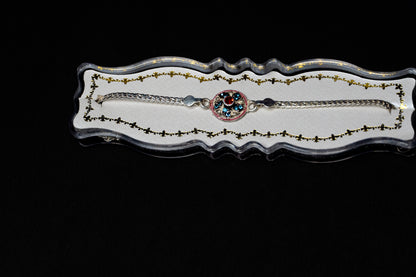 Radiant Blossom 0.01 Carat Lab-Grown Diamond 925 Silver Rakhi