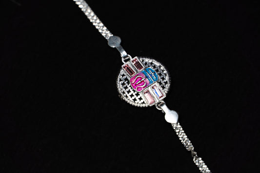 Royal Mosaic 0.01 Carat Lab-Grown Diamond 925 Silver Rakhi