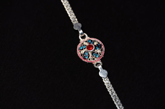 Radiant Blossom 0.01 Carat Lab-Grown Diamond 925 Silver Rakhi