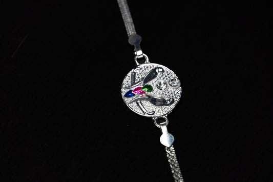 Silver Spectrum 0.01 Carat Lab Diamond 925 Silver Rakhi