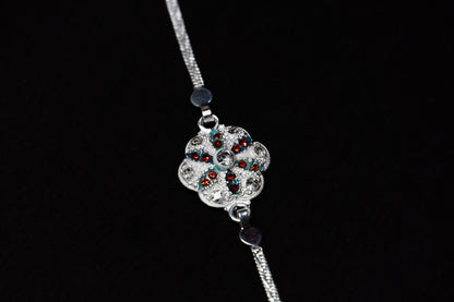 Radiant Blossom 0.01 Carat Lab Diamond 925 Silver Rakhi