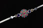 Crimson Teal Blossom  0.01 Carat Lab-Grown Diamond 925 Silver Rakhi