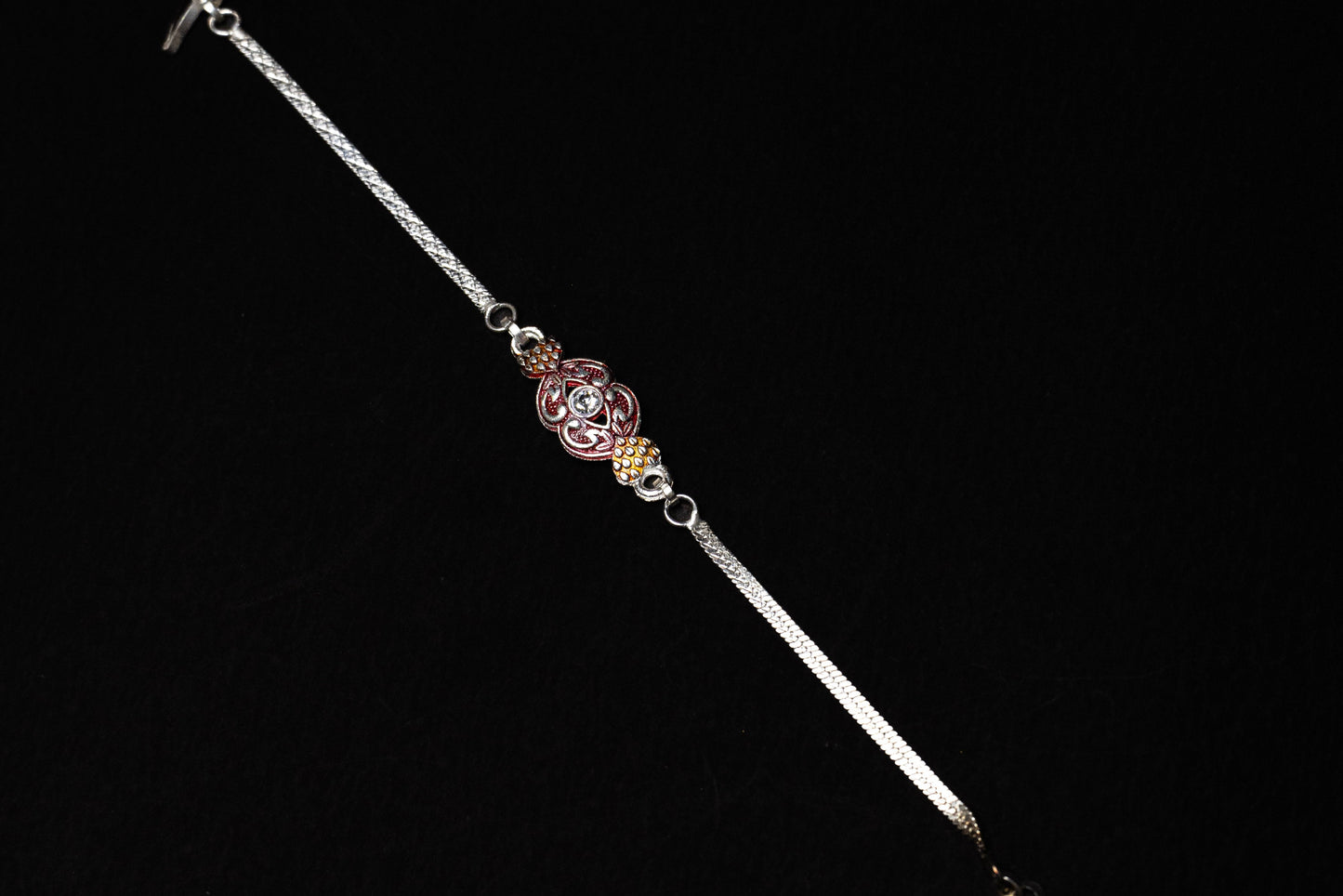 Ornate Embrace 0.01 Carat Lab-Grown Diamond 925 Silver Rakhi