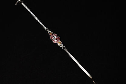 Ornate Embrace 0.01 Carat Lab-Grown Diamond 925 Silver Rakhi