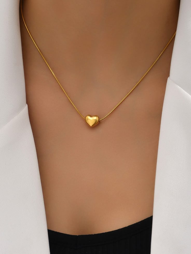 Bold Gold Heart Pendant Necklace