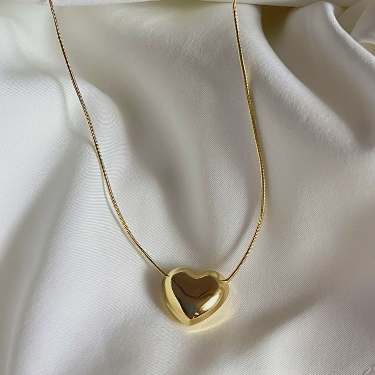 Bold Gold Heart Pendant Necklace