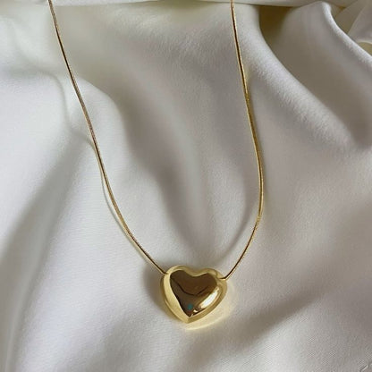 Bold Gold Heart Pendant Necklace